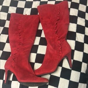 Jaclyn Smith Red Lace Up Boots